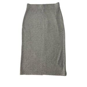 GAP Grey Ribbed Knit Below Knee Length Pull On Skirt Size S #1445
